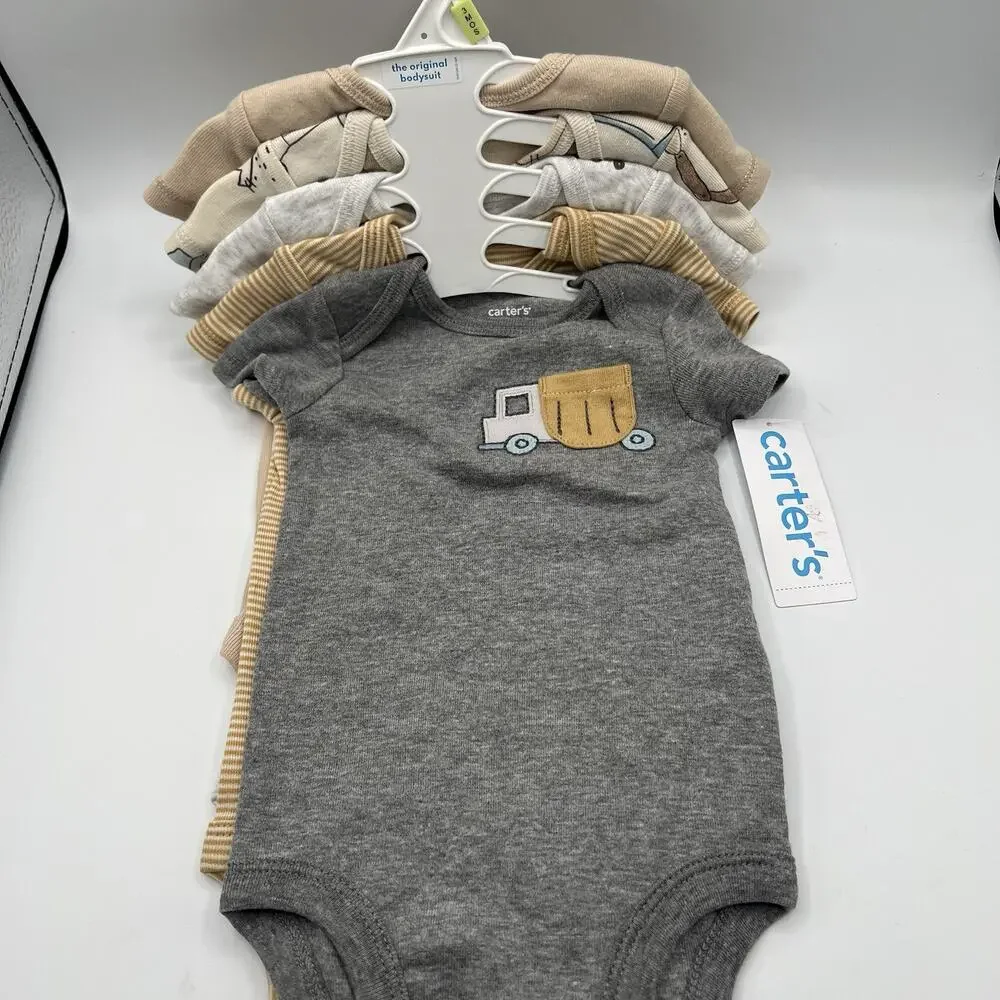 Carter’s 5-Pack Baby Boy Construction Short-Sleeve Original Bodysuits 3 Month